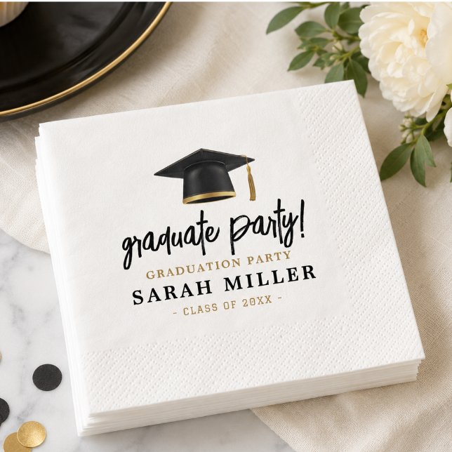 Servilleta De Papel Fiesta de Graduación Simple Moderna  (Simple Modern Graduation Party Napkins)