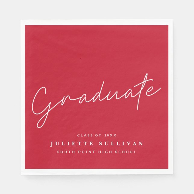 Servilleta De Papel Fiesta de Graduación Simple Tinta Roja (Anverso)