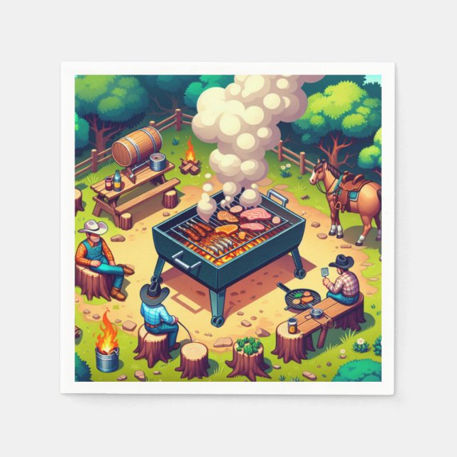 Servilleta De Papel Fiesta de Grilling de Cocina Occidental (Anverso)