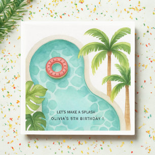 Servilleta De Papel Fiesta de grupo de acuarela   Cumpleaños de Verano