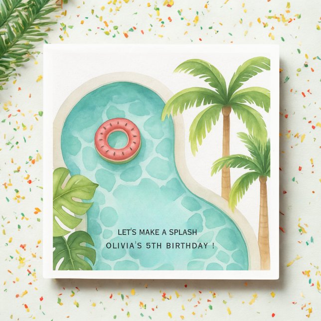 Servilleta De Papel Fiesta de grupo de acuarela | Cumpleaños de Verano (Subido por el creador)