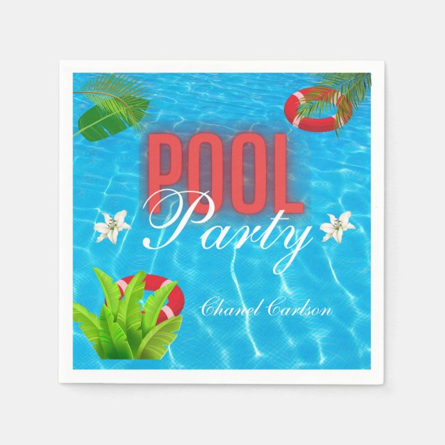 Servilleta De Papel Fiesta de grupo tropical | Cumpleaños de verano (Anverso)