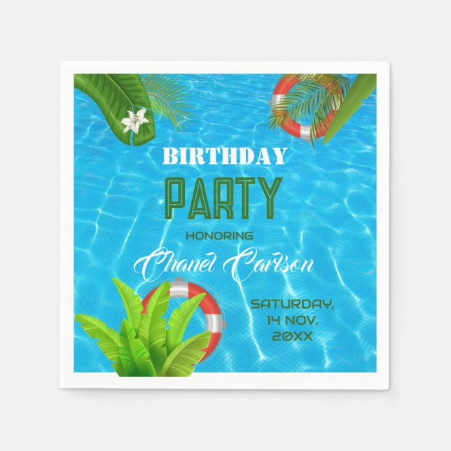 Servilleta De Papel Fiesta de grupo tropical | Invitación al cumpleaño (Anverso)