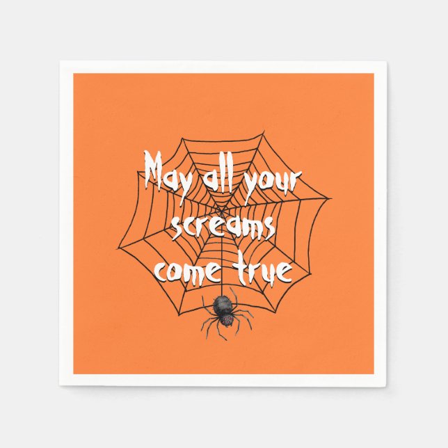 Servilleta De Papel Fiesta de Halloween Araña en Telaraña   (Anverso)