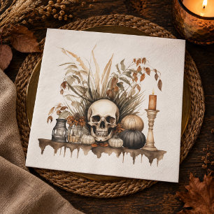 Servilleta De Papel Fiesta de Halloween con cráneo gótico y hierba de