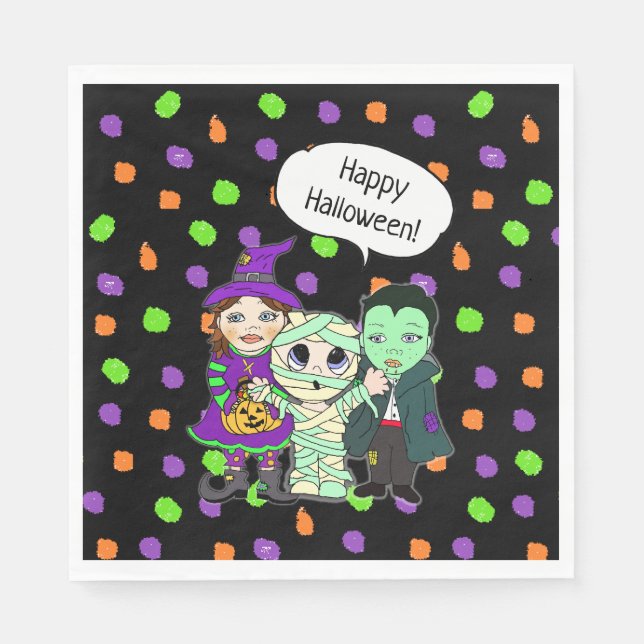 Servilleta De Papel Fiesta de Halloween con el código verde de la cal  (Anverso)