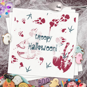 Servilleta De Papel Fiesta de Halloween con rastros de sangre en calav