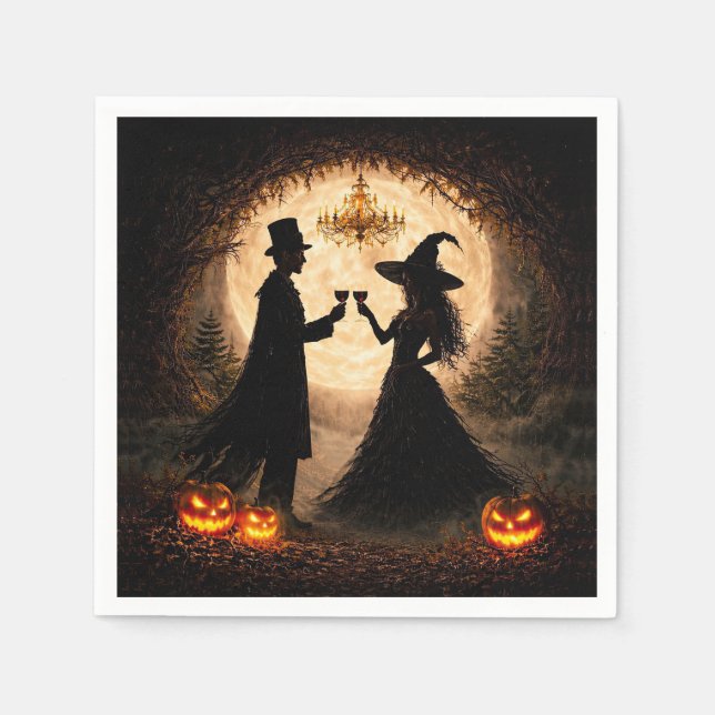 Servilleta De Papel Fiesta de Halloween con tema de vino  (Anverso)
