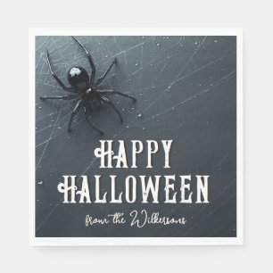 Servilleta De Papel Fiesta de Halloween de Araña Negra y Telaraña Espe