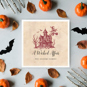 Servilleta De Papel Fiesta de Halloween de Bruja Casa Embrujada Vintag