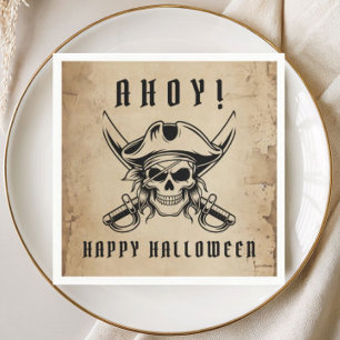 Servilleta De Papel Fiesta de Halloween de cráneo de pirata vintage