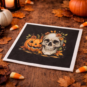 Servilleta De Papel Fiesta de Halloween de cráneo y calabaza de tempor