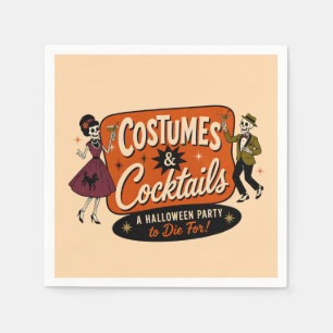 Servilleta De Papel Fiesta de Halloween de disfraces y cócteles vintag