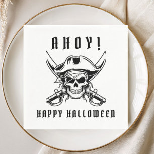Servilleta De Papel Fiesta de Halloween de la Calavera del Pirata Negr