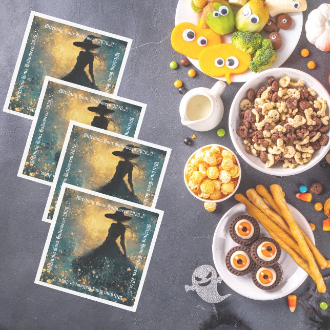 Servilleta De Papel Fiesta de Halloween de la Hora de Testigos (Witching Hour Halloween Party Napkins)