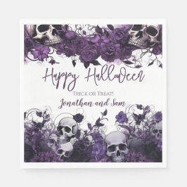 Servilleta De Papel Fiesta de Halloween de Purple Skull