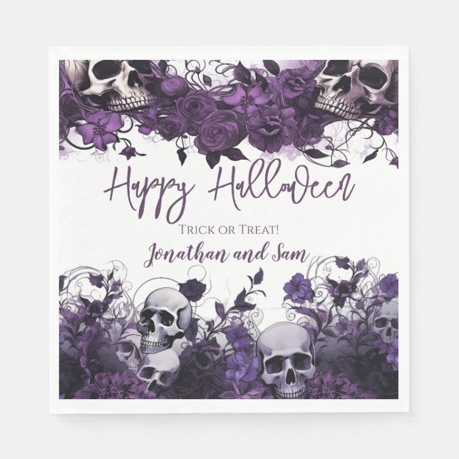 Servilleta De Papel Fiesta de Halloween de Purple Skull (Anverso)
