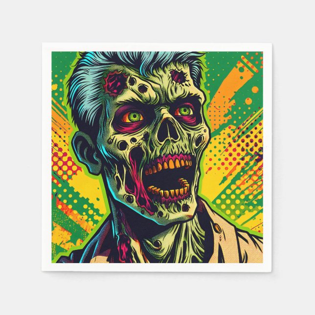 Servilleta De Papel Fiesta de Halloween de Zombies Espeluznantes (Anverso)