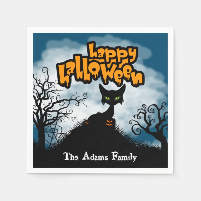 Servilleta De Papel Fiesta de Halloween espeluznante personalizada (Anverso)