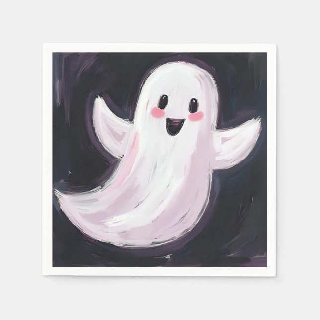 Servilleta De Papel Fiesta de Halloween Fantasma Blanco Lindo (Anverso)