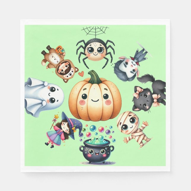 Servilleta De Papel Fiesta de Halloween infantil (Anverso)