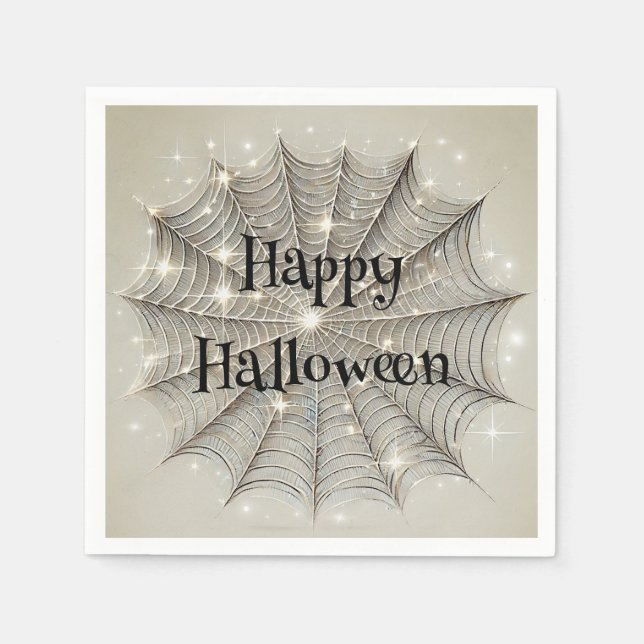 Servilleta De Papel Fiesta de Halloween Marrón Caprichosa Telaraña Bri (Anverso)