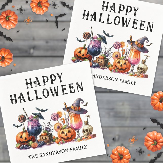 Servilleta De Papel Fiesta de Halloween personalizada (Personalized Halloween Party Napkins)