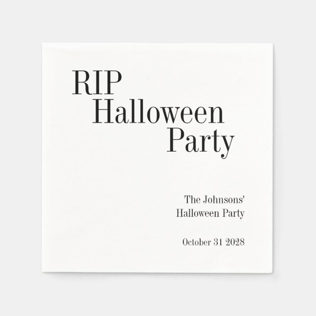 Servilleta De Papel Fiesta de Halloween RIP en blanco y negro (Anverso)