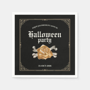 Servilleta De Papel Fiesta de Halloween Rosa Dorada Negra Elegante Vin