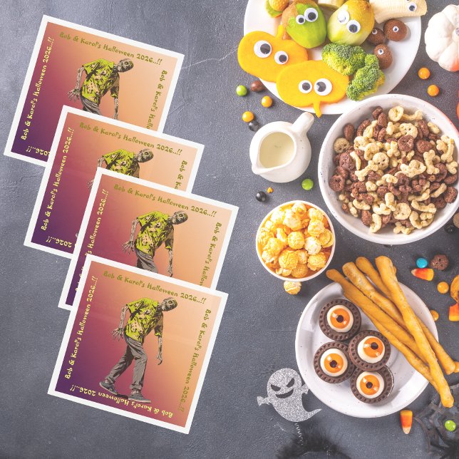 Servilleta De Papel Fiesta de Halloween Zombie (Zombie Halloween Party Napkins)