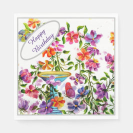 Servilleta De Papel Fiesta de Happy Birthday FLOWER GARDEN