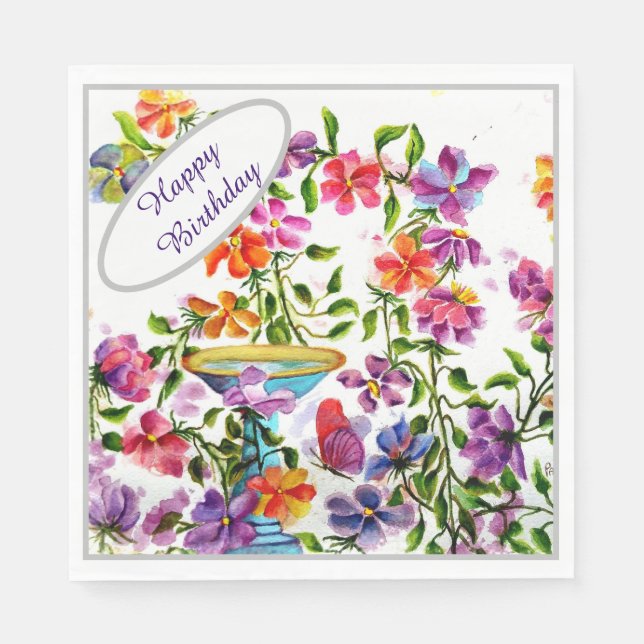 Servilleta De Papel Fiesta de Happy Birthday FLOWER GARDEN (Anverso)