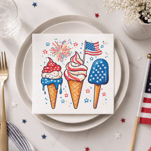 Servilleta De Papel Fiesta de Helado del 4 de Julio