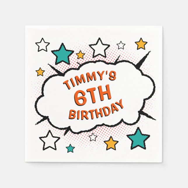 Servilleta De Papel ¡FIESTA de historietas! Servilletas (Anverso)