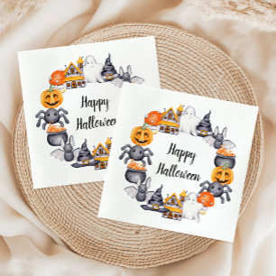 Servilleta De Papel Fiesta de Ilustracion Cute Happy Halloween