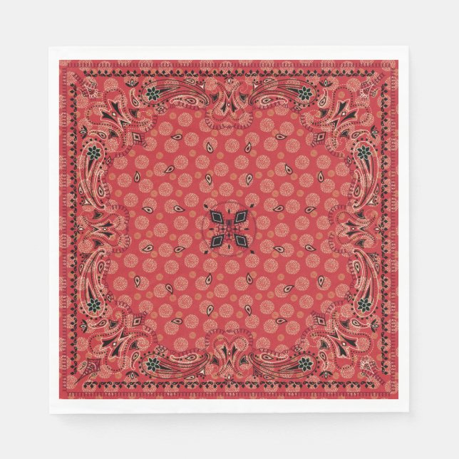 Servilleta De Papel Fiesta de impresión Western Paisley Red Bandana (Anverso)