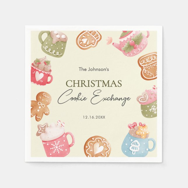 Servilleta De Papel Fiesta de Intercambio de Galletas de Navidad Diver (Anverso)