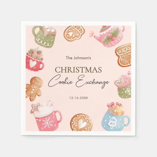 Servilleta De Papel Fiesta de Intercambio de Galletas de Navidad Paste (Anverso)