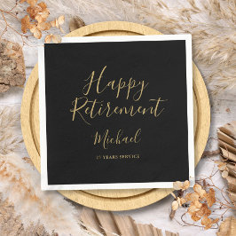 Servilleta De Papel Fiesta de Jubilación con Elegante Letra Negra y Do