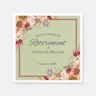 Servilleta De Papel Fiesta de Jubilación de Flor de Otoño Pastel Elega