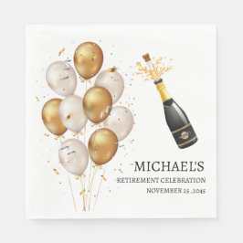 Servilleta De Papel Fiesta de Jubilación de Globos Dorados