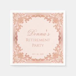 Servilleta De Papel Fiesta de Jubilación Elegante Rosa Rosa Oro Vintag