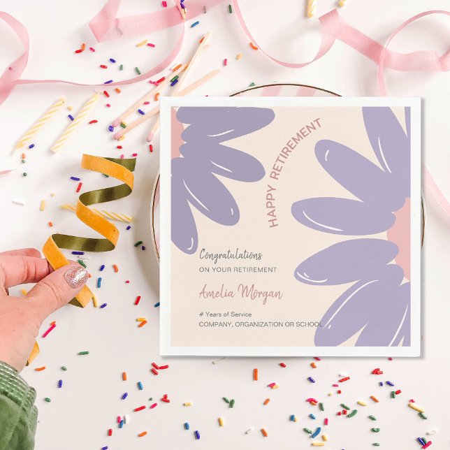 Servilleta De Papel Fiesta de Jubilación Feliz de Empleados de Flores (Flower Employee Staff Happy Retirement Party Napkins)