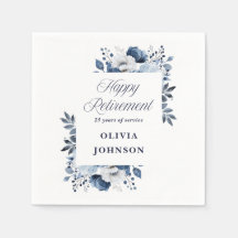 Fiesta de Jubilación Floral de acuarela azul de la