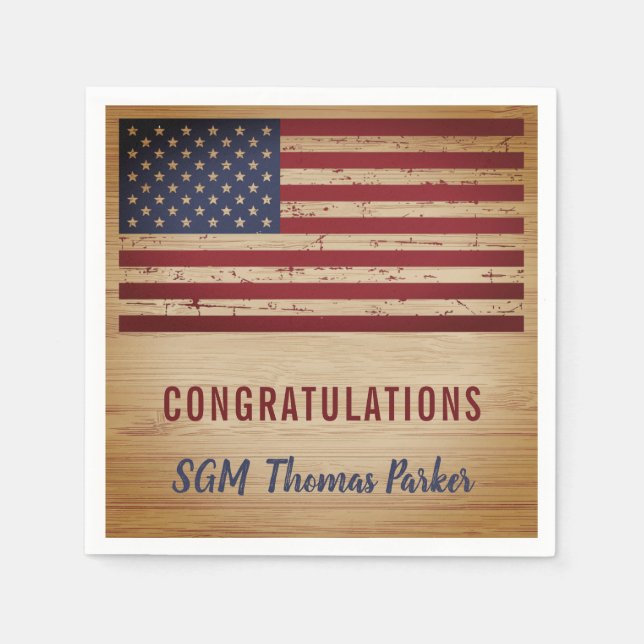 Servilleta De Papel Fiesta de Jubilación Militar Bandera Estadounidens (Anverso)