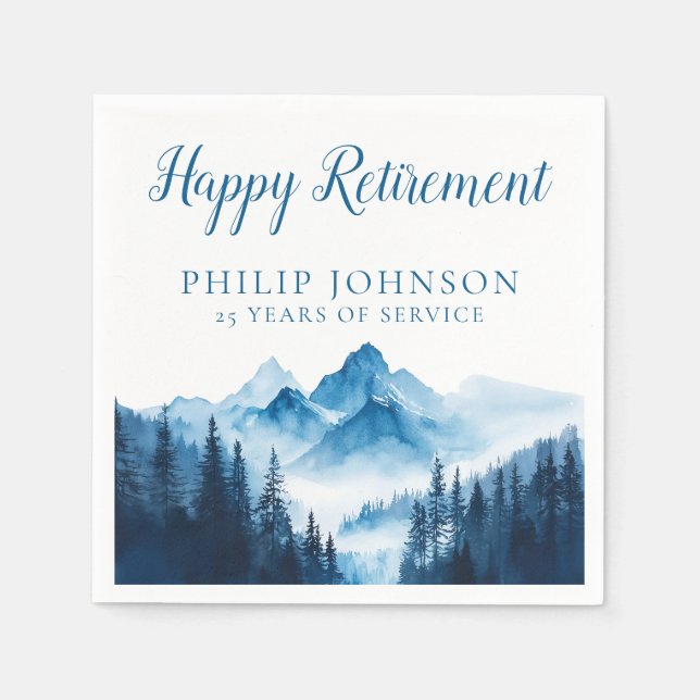 Servilleta De Papel Fiesta de Jubilación Montañas Boho Acuarela Rústic (Anverso)