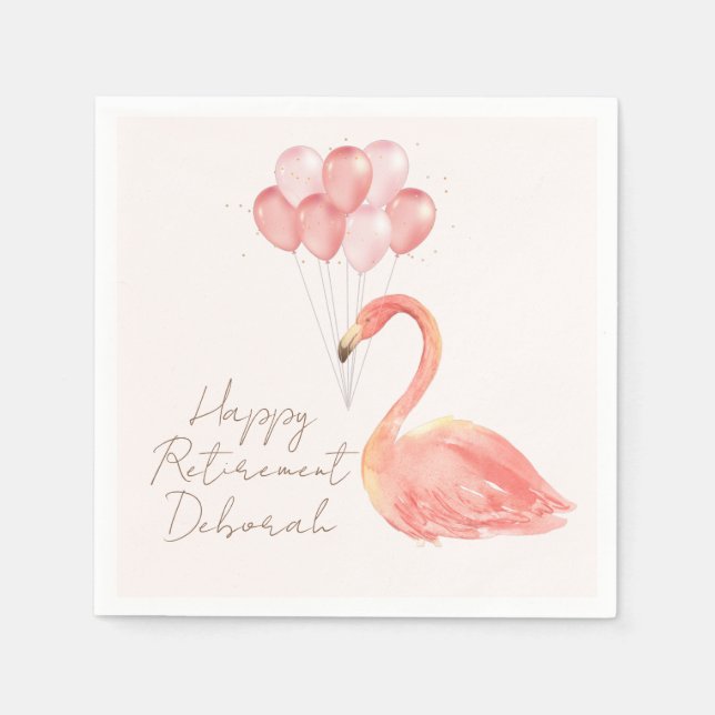 Servilleta De Papel Fiesta de Jubilación Personalizado de Flamingo Ros (Anverso)