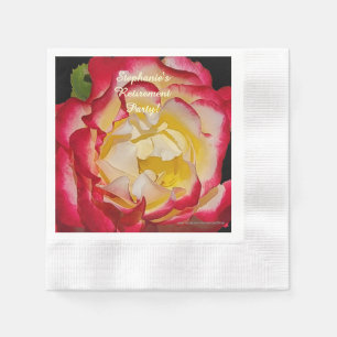 Servilleta De Papel Fiesta de Jubilación Rosa Roja y Dorada Floral Mac