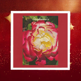 Servilleta De Papel Fiesta de Jubilación Rosa Roja y Dorada Floral Mac