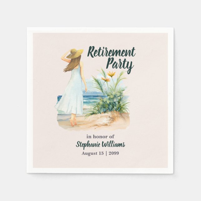 Servilleta De Papel Fiesta de Jubilación Temática de Flores y Playa de (Anverso)